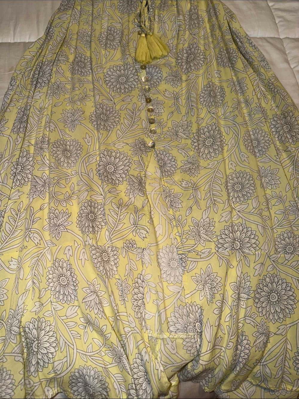Strapless Yellow Floral Maxi Dress - Picture 4 of 6